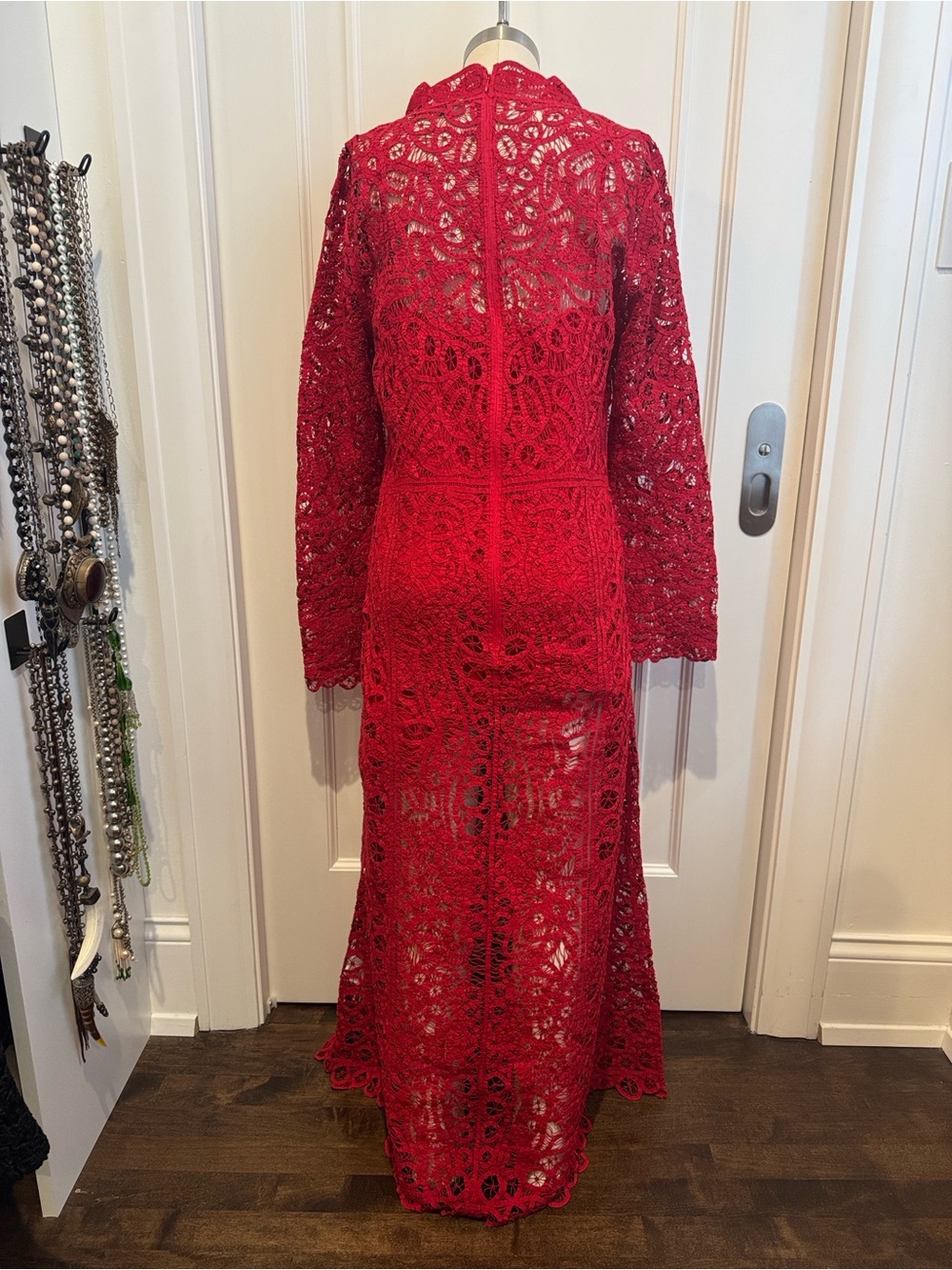 Sea New York Red Crochet Lace Long-Sleeve Maxi Dress - Picture 4 of 6